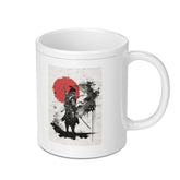 Samurai Warrior Art with Red Sun Background mug product